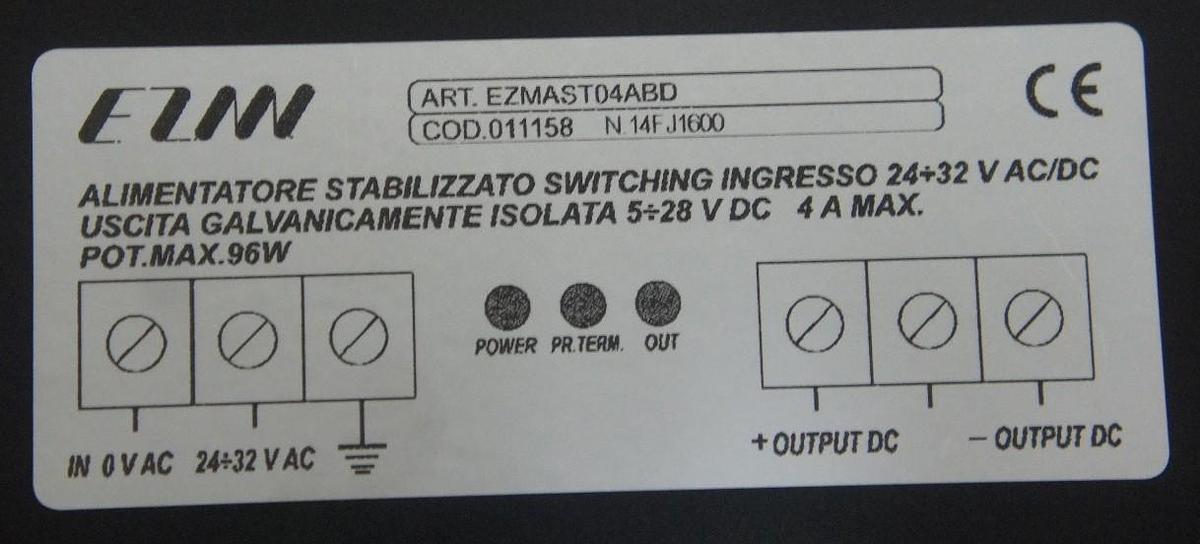 Used NEW EZM COD.011158 POWER SUPPLY N.14FJ1600 ART.EZMAST04ABD ME002000601