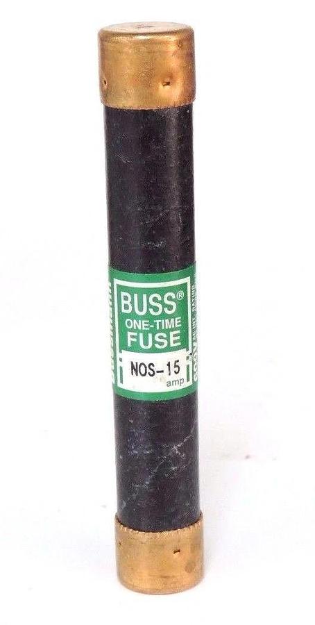 Used LOT OF 7 BUSSMANN FUSETRON NOS-15 FUSES 15AMP, NOS15