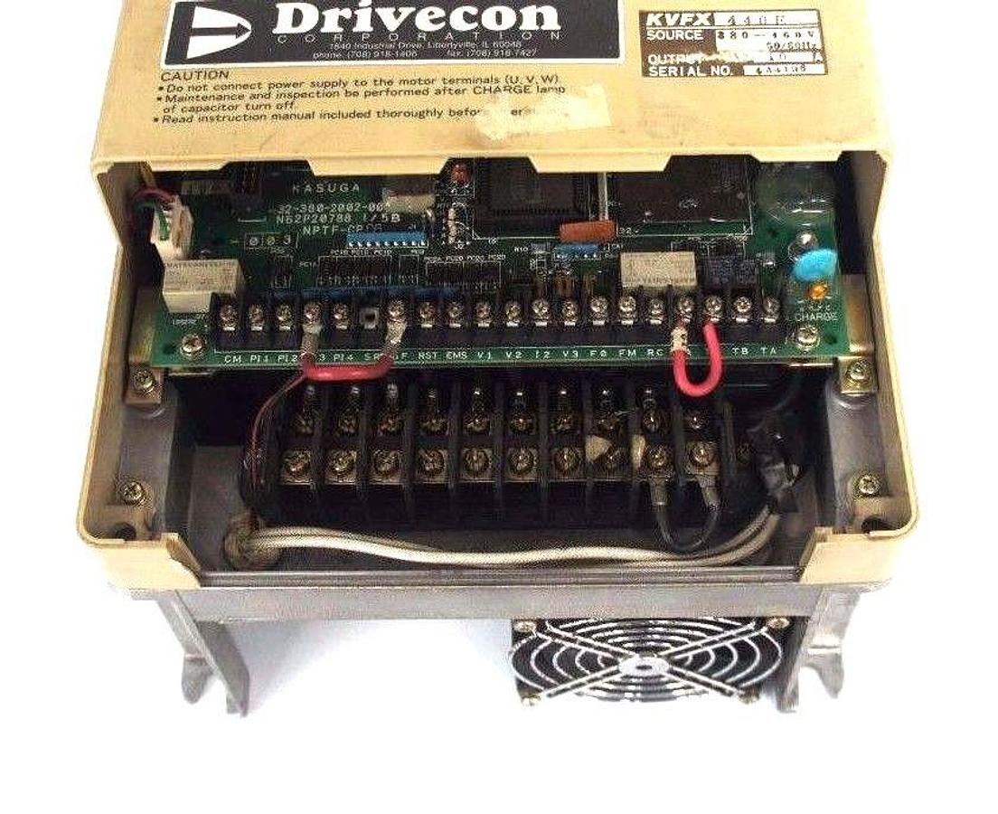 Used DRIVECON KVFX-440E TRANSISTOR INVERTER 380-460V 50/60HZ 10AMP 5HP