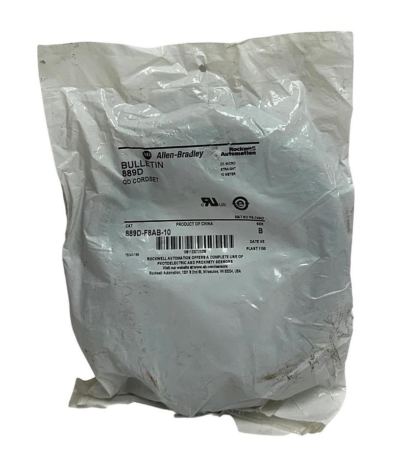 ALLEN BRADLEY 889D-F8AB-10 /B DC MICRO QD CORDSET M12 8-PIN 10M CABLE NSMP