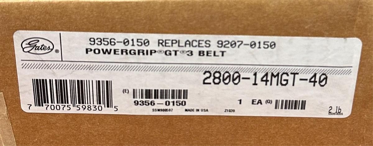 GATES 2800-14MGT-40 / 9356-0150 POWERGRIP GT 3 TIMING BELT 200 TEETH 14mm P NSFS