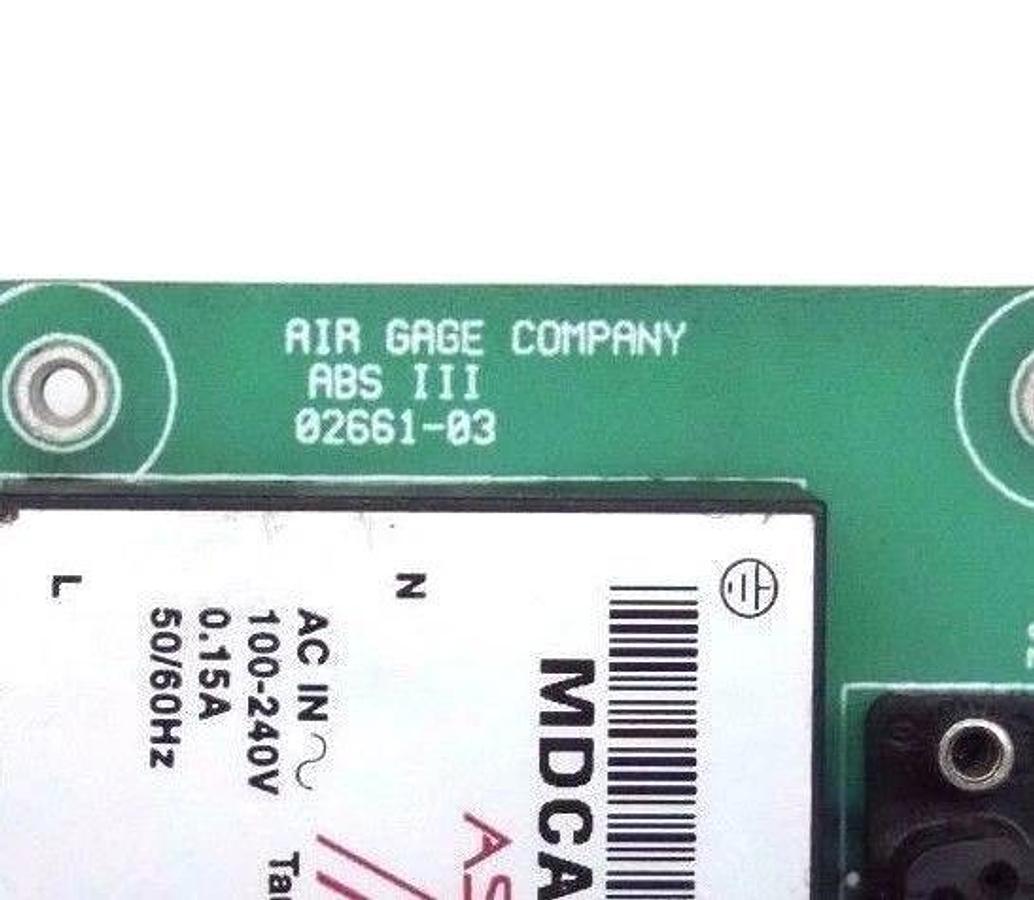 Used AIR GAGE COMPANY 02661-03 BOARD ABS III W/ ASTRODYNE MDCA-5007 POWER SUPPLY