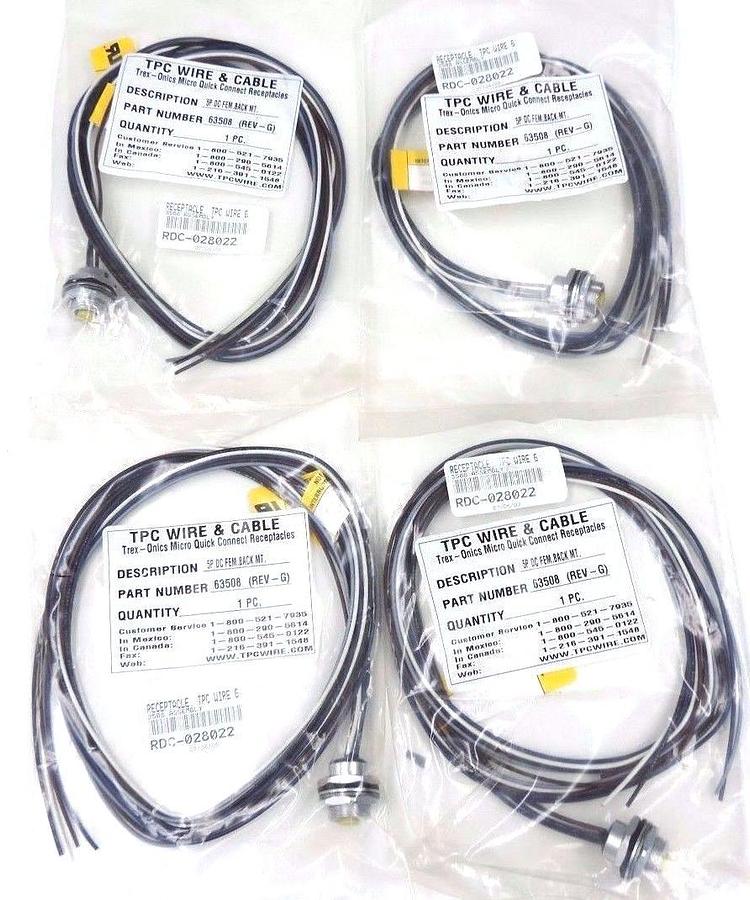 LOT OF 4 NEW TPC WIRE & CABLE 63508 5P DC FEM. BACK MT. P/N 63508 (REV. G)