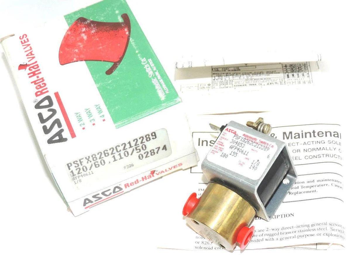 Used NIB ASCO PSFX8262C212289 SOLENOID VALVE PIPE: 1/8'' WATTS: 6 REBUILD KIT 304853