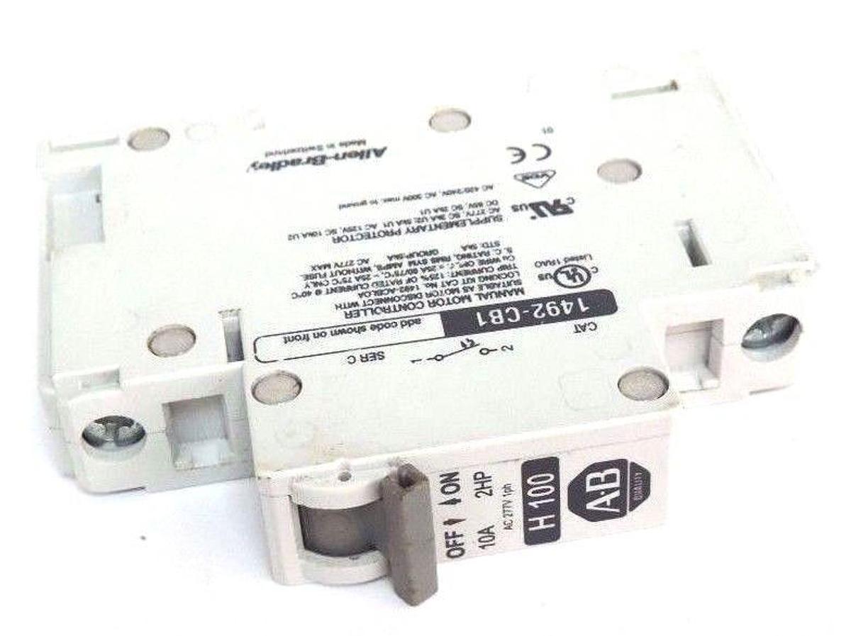 Used ALLEN BRADLEY 1492-CB1 CIRCUIT BREAKER SER. C 7A 1HP H100 1492CB1, 1492-CB1H100