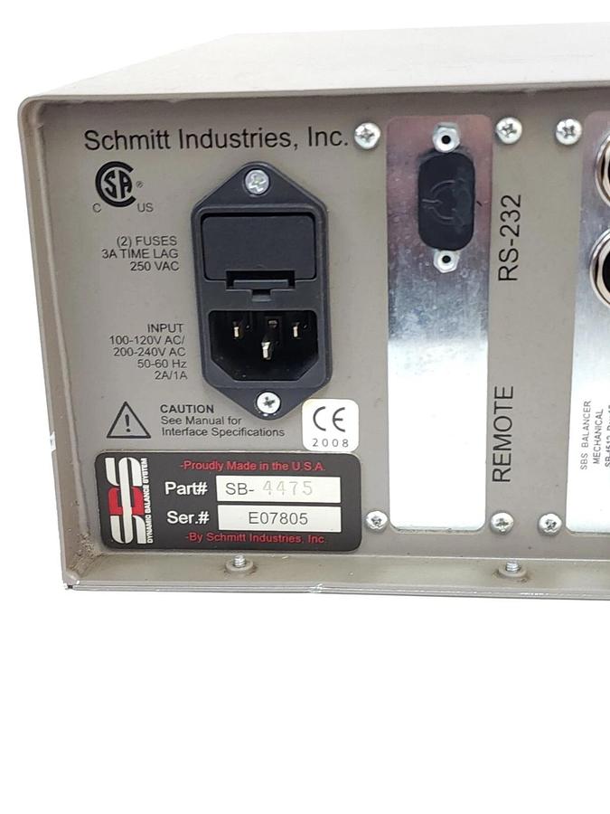 Used SCHMITT INDUSTRIES SBS SB-4475 / SB4475 BALANCE SYSTEM CONTROLLER SB-4512 *READ