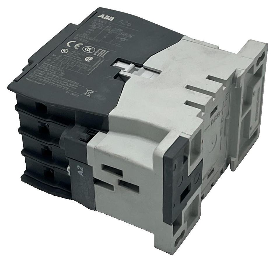 Used ABB A26-30-10 R84 Contactor 110-120V AC 3-Pole 26A 1 NO Auxiliary, NSNP