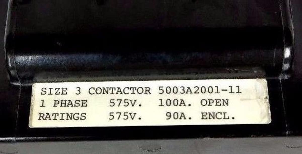 Used WARD LEONARD 5003A2001-11 SIZE 3 CONTACTOR 1 PHASE 115V 50/60HZ 5003A200111