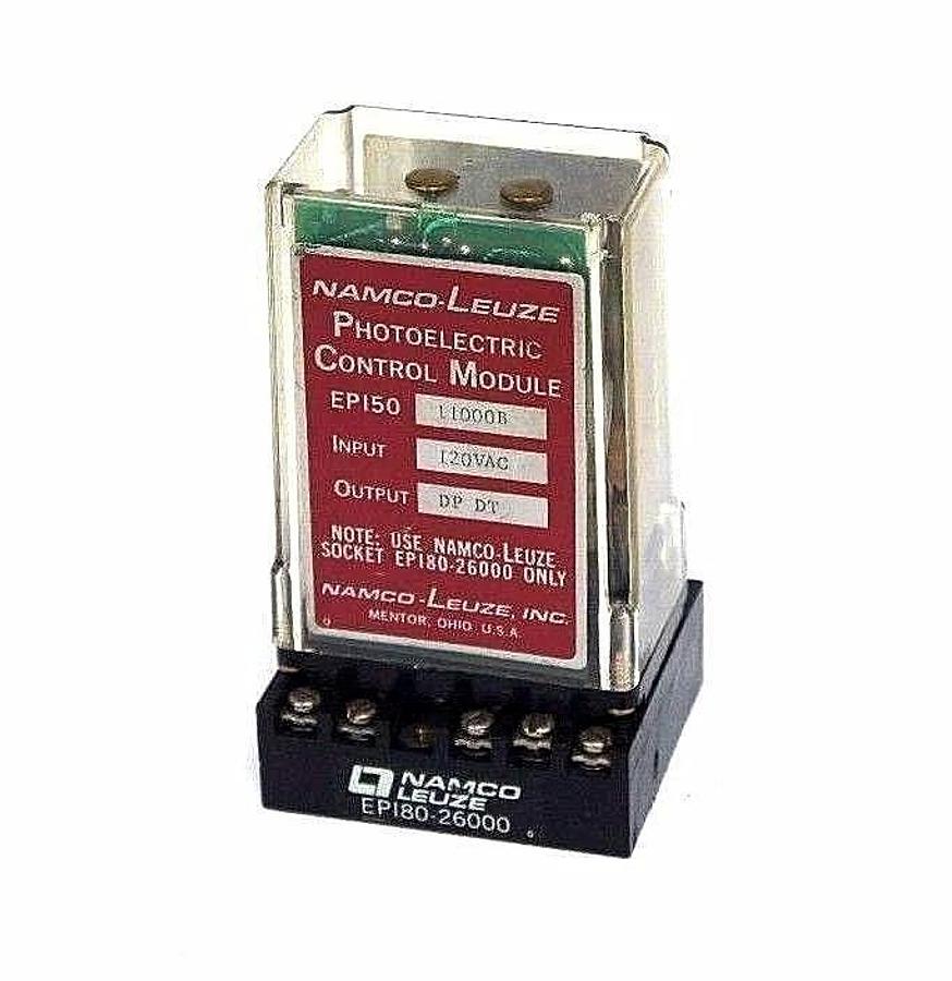 Used NAMCO LEUZE EP150-11000B PHOTOELECTRIC CONTROL MODULE W/ EP180-26000 BASE