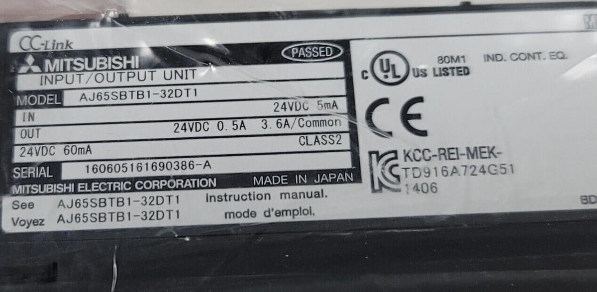 Used NEW MITSUBISHI AJ65SBTB1-32DT1 FAST SWITCH I/O MODULE CC-Link AJ65SBTB132DT1