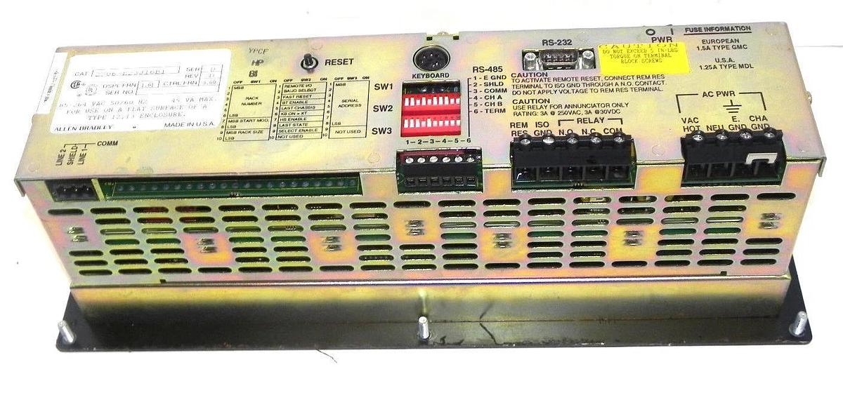Used ALLEN BRADLEY 2706-E23J16B1 OPERATOR INTERFACE 2LINE DATALINER SER. D REV. D