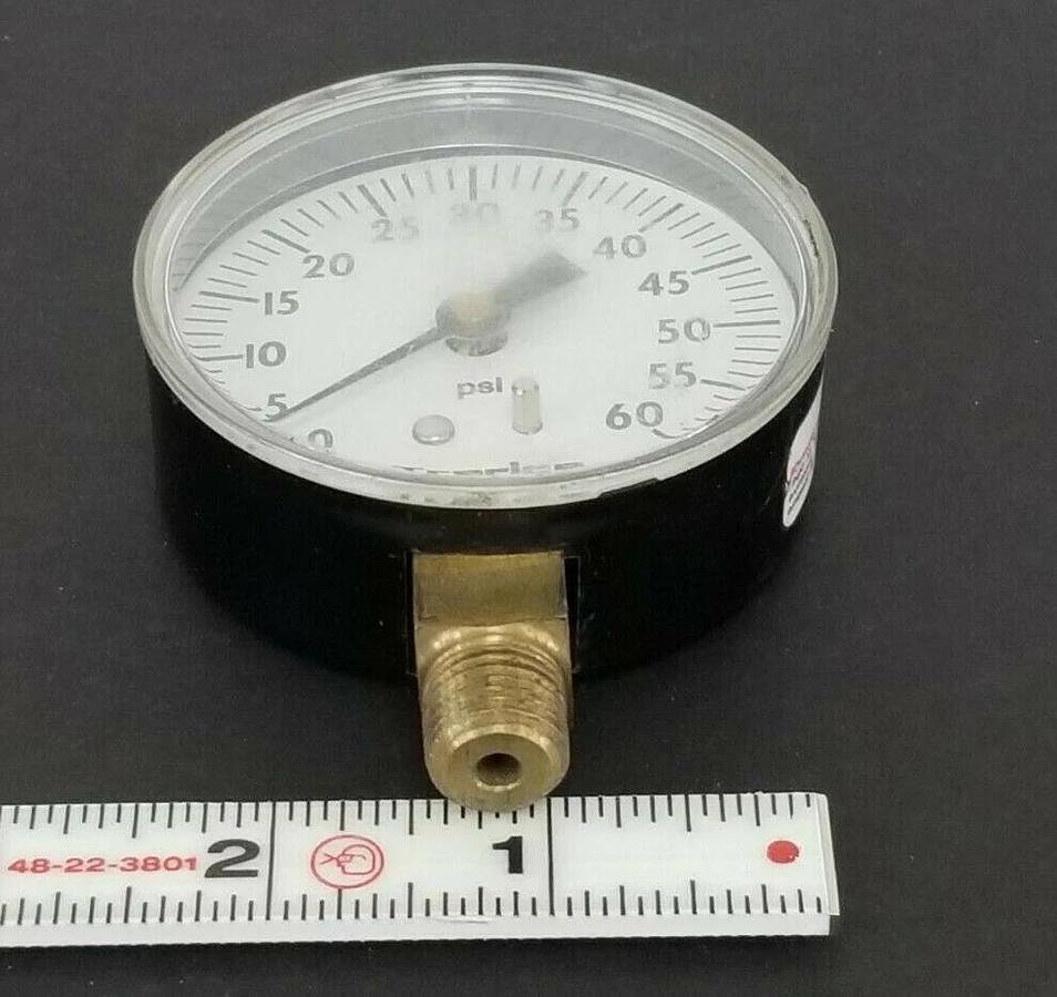 Used TRERICE 9185-03 GAUGE 0-60 PSI 2-3/4'' DIAL 1/2'' NPT