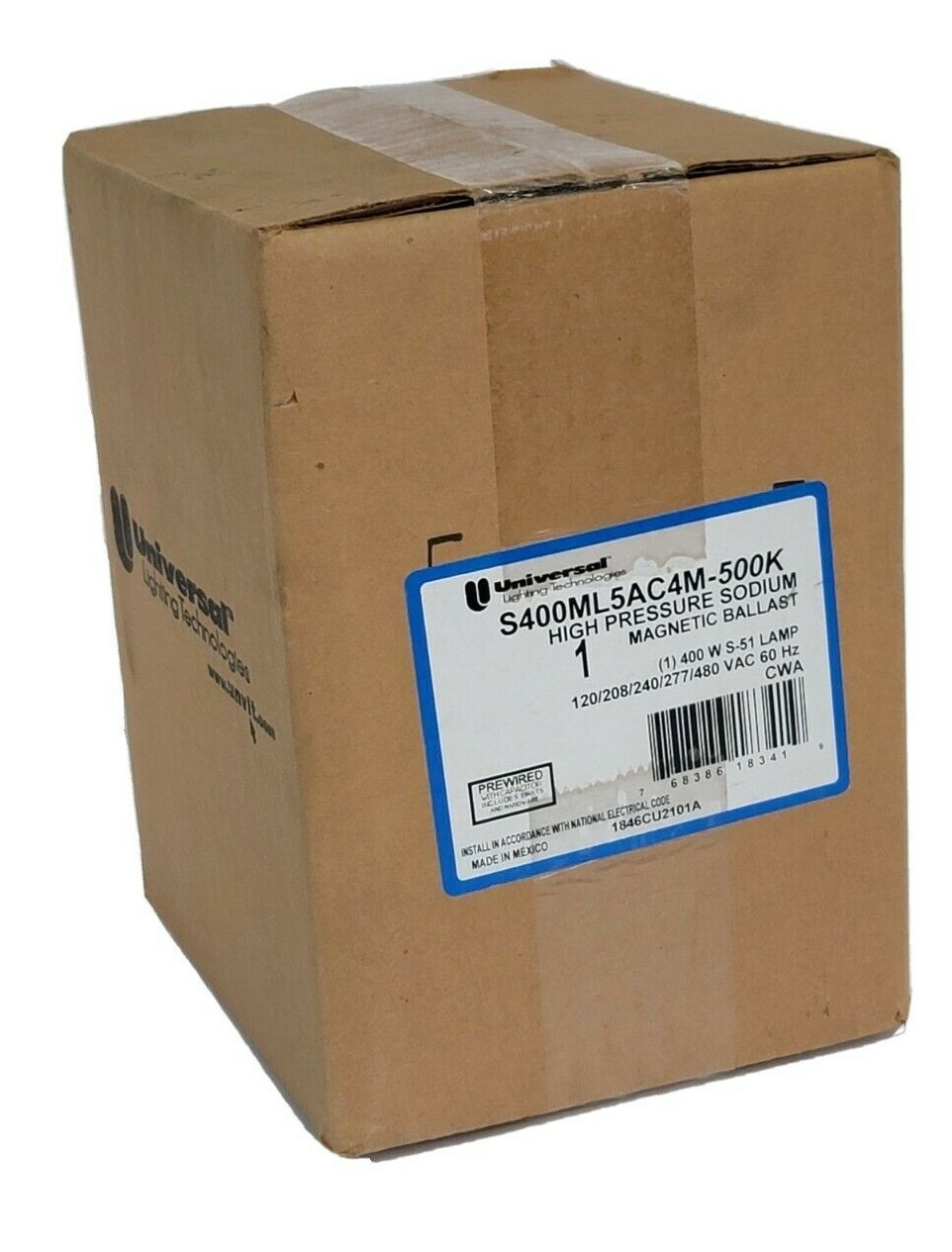 NIB UNIVERSAL S400ML5AC4M-500K HIGH PRESSURE SODIUM MAGNETIC BALLAST