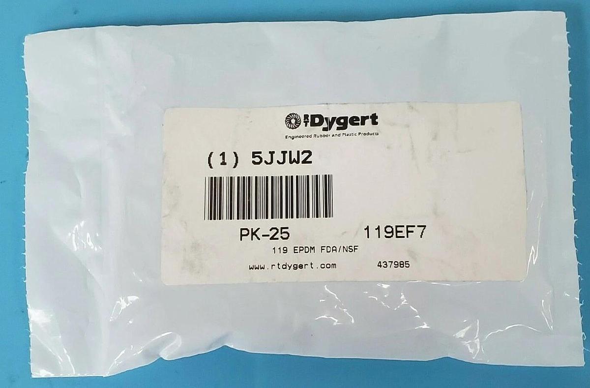 Used LOT OF 25 NEW DYGERT 5JJW2 O-RINGS 119 EPDM FDA/NSF RTDYGERT, 119EF7