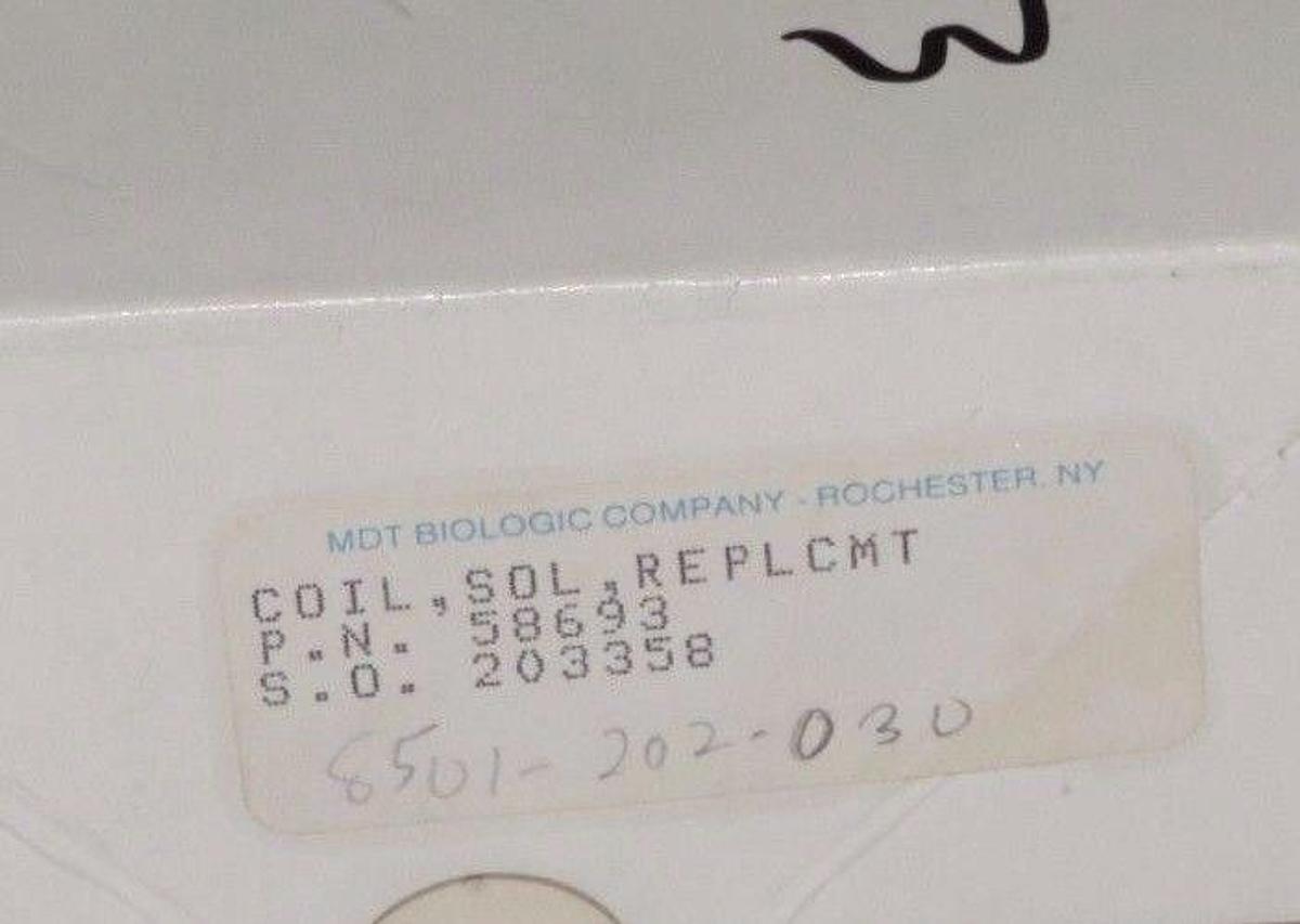 NIB MDT BIOLOGIC COMPANY 58693 REPLACEMENT SOLENOID COIL 110/120V 222344-001D