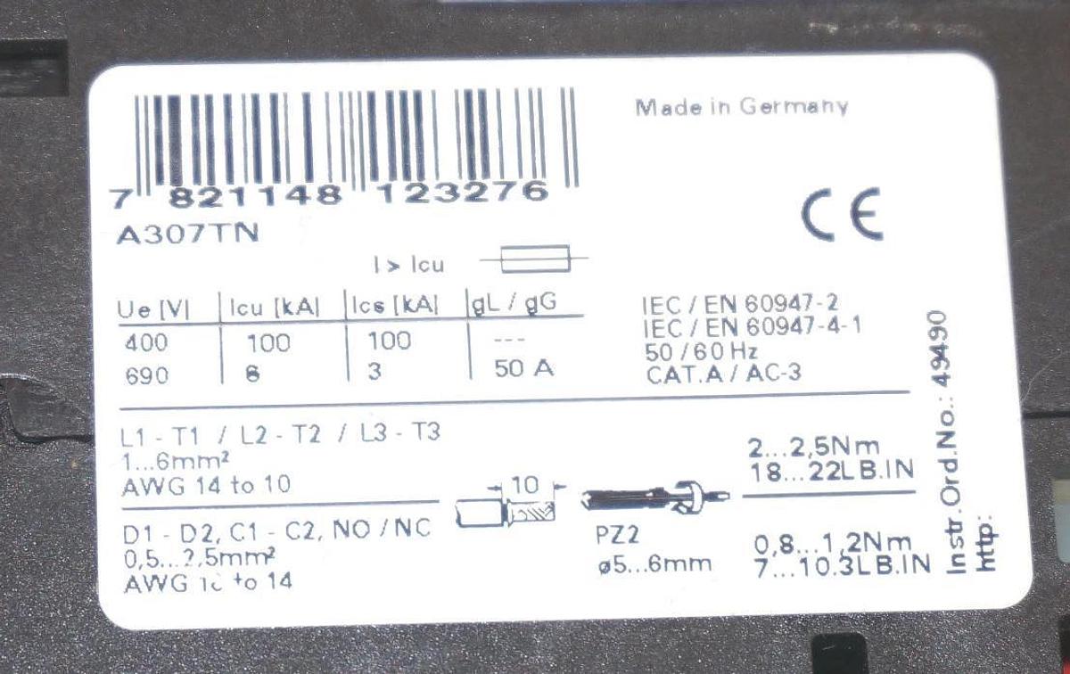 Used CUTLER HAMMER AE317TNS3A COMB. MTR. CNTLR. W/ CE15BNSC3, A307TN