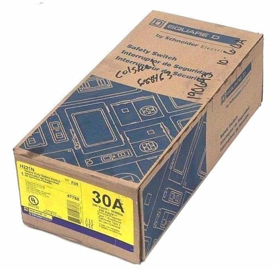 Used FACTORY SEALED SQUARE D H221N HEAVY DUTY SAFETY SWITCH SER F05, 30A