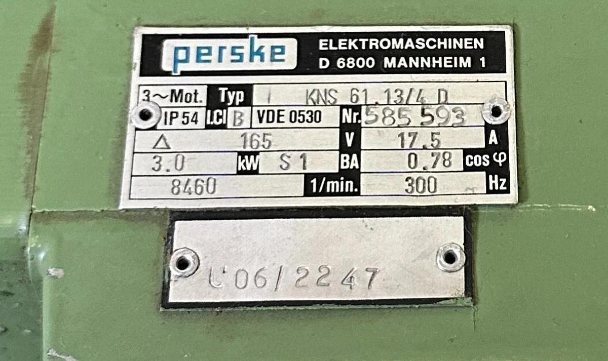 Refurbished REPAIRED PERSKE KNS 61.13/4 D / KNS61134D SPINDLE MOTOR 165V 3kW/4HP 300Hz
