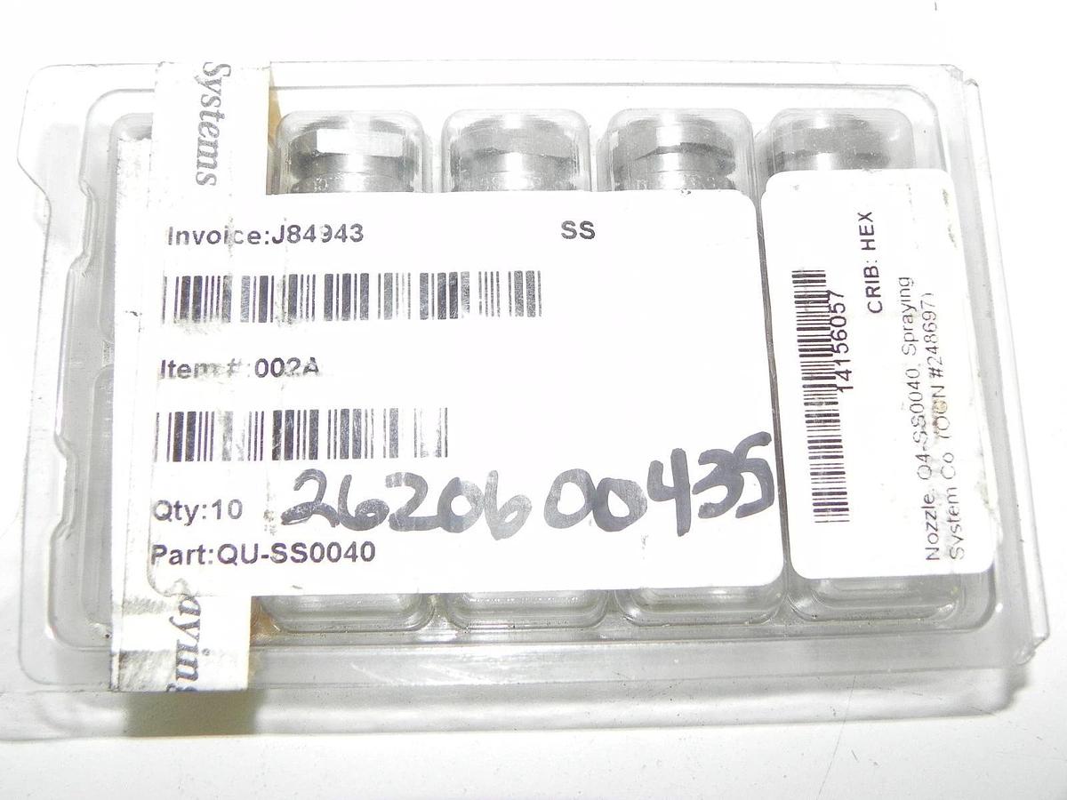 Used LOT OF 10 SPRAYING SYSTEMS QU-SS0040 NOZZLE TIPS HEX NEW