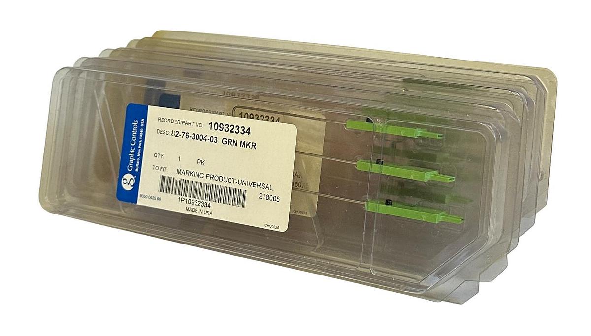 Used 12 NEW GRAPHIC CONTROLS 82-76-3004-03 / 10932334 GREEN UNIVERSAL MARKERS