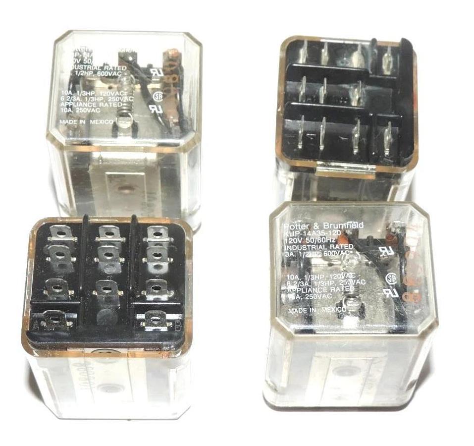 Used LOT OF 4 POTTER & BRUMFIELD KUP-14A35-120 RELAYS KUP-14A35120