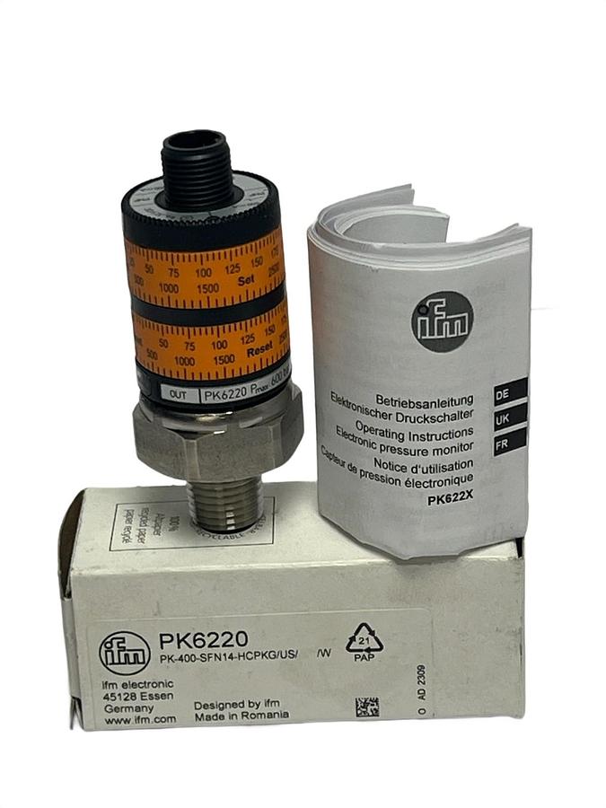 ifm PK6220 Pressure Sensor Switch PK-400-SFN14-HCPKG/US/W NEW SURPLUS