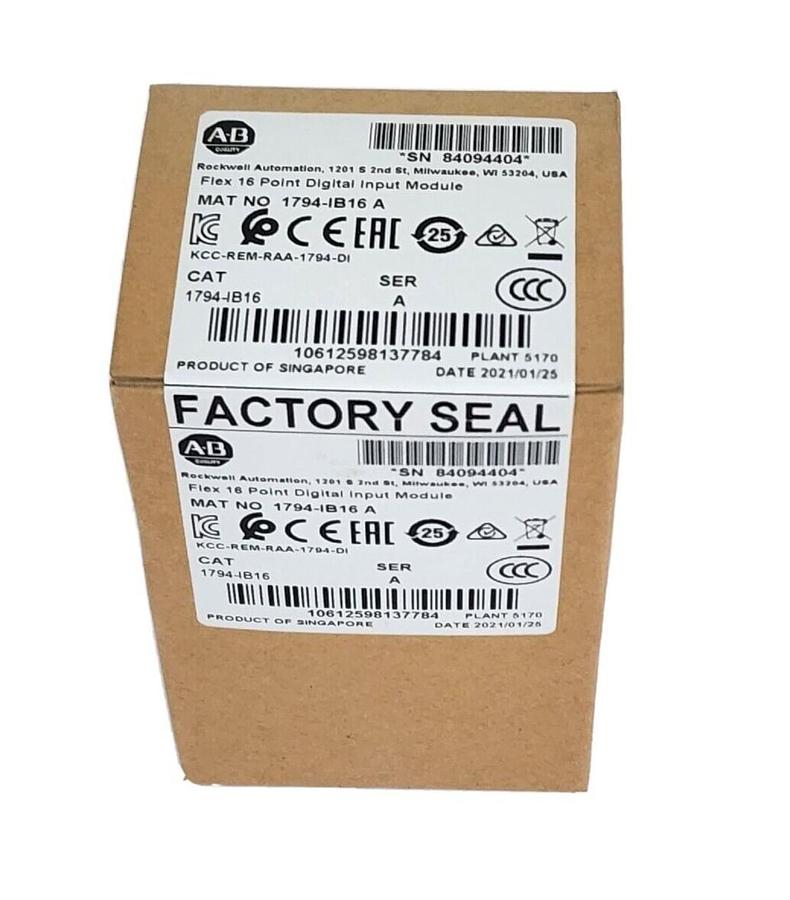 Used FACTORY SEALED ALLEN BRADLEY 1794-IB16 SER. A FLEX INPUT MODULE 16 POINT