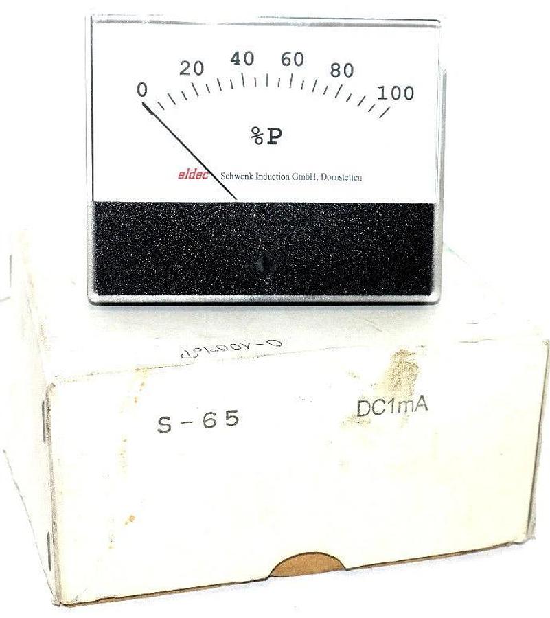 Used NIB ELDEC S-65 METER 0-100 %P DC1mA, S65