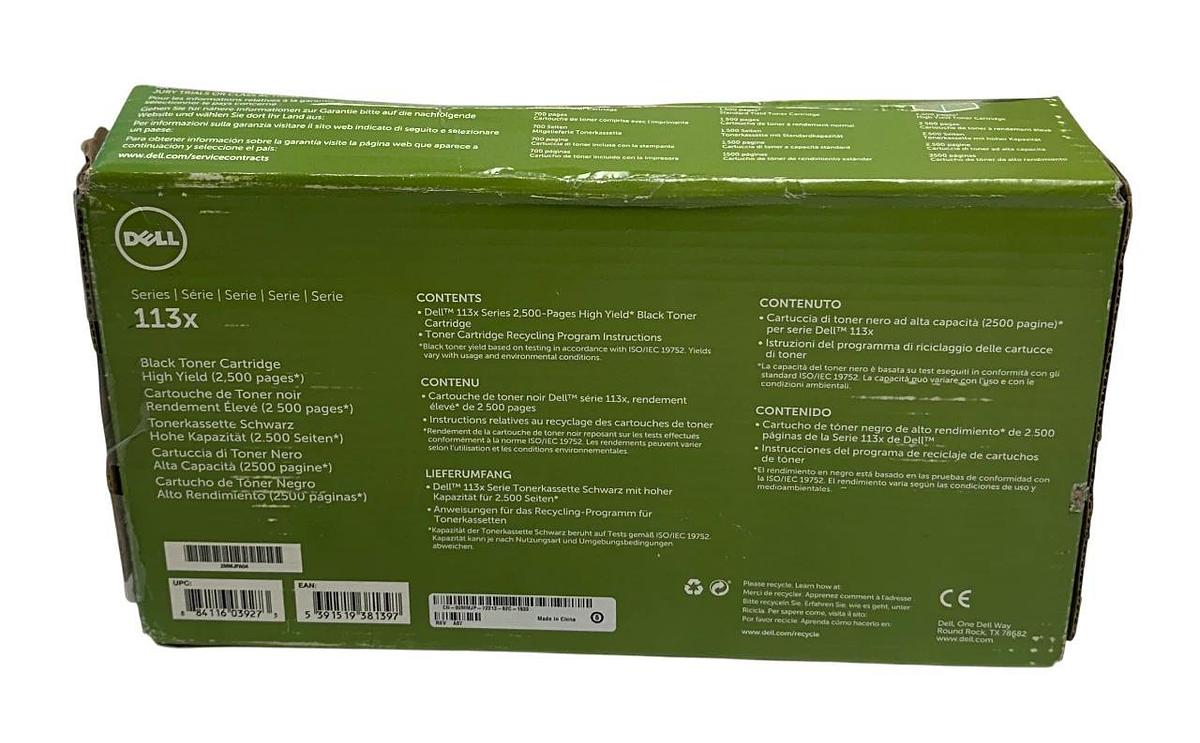 DELL 2MMJPA04 / 113X SERIES 2,500 PAGE HIGH-YIELD BLACK TONER CARTRIDGE NSMP