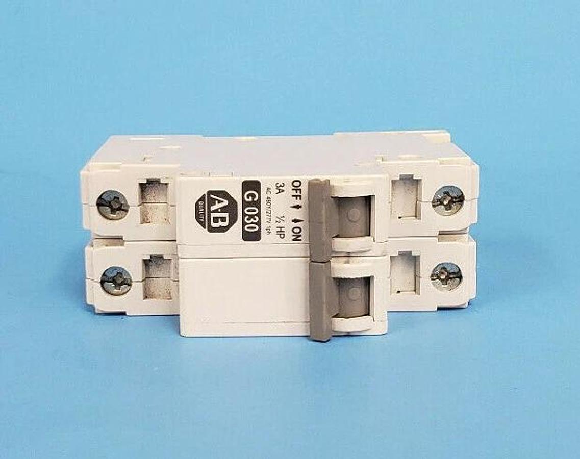 Used ALLEN BRADLEY 1492-CB2-G030 SER. C CIRCUIT BREAKER, 3A, 1/2HP, 1492CB2G030