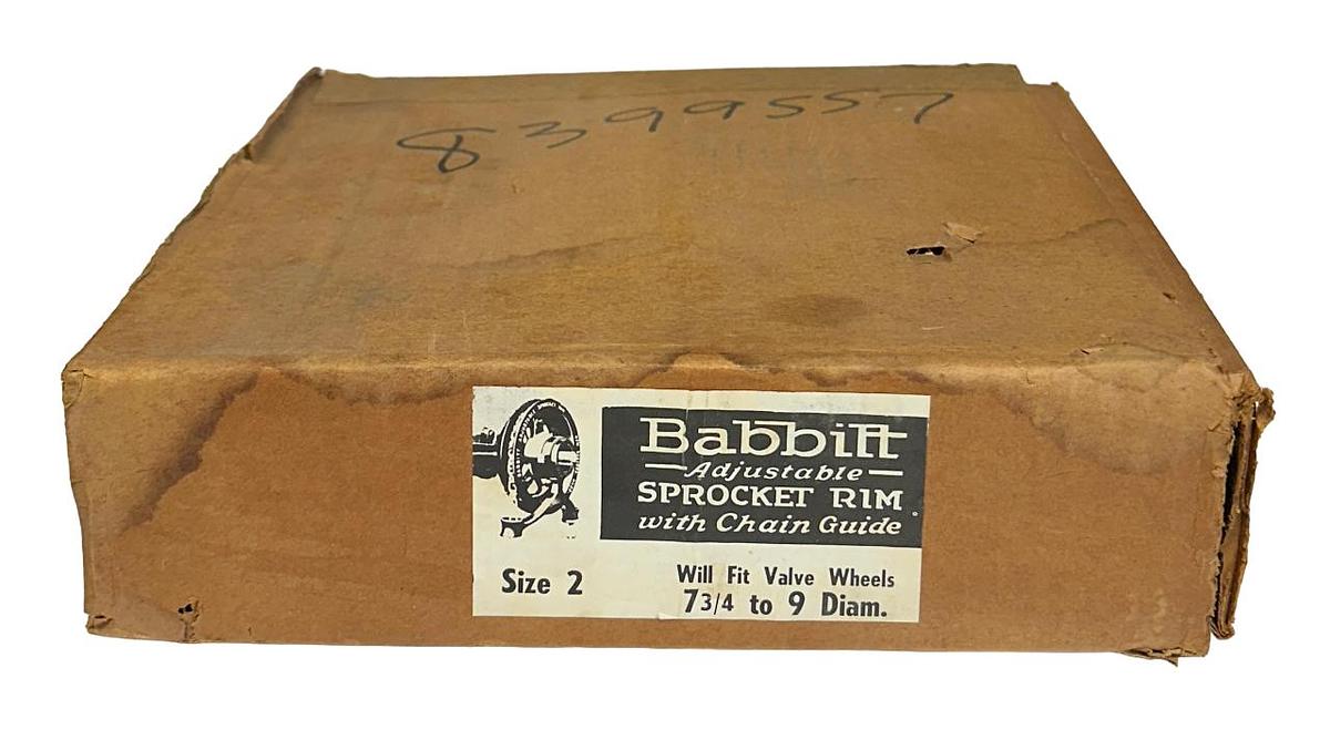 Used BABBITT SIZE 2 ADJUSTABLE SPROCKET RIM WITH CHAIN GUIDE FITS 7-3/4-9'' DIA NSMP