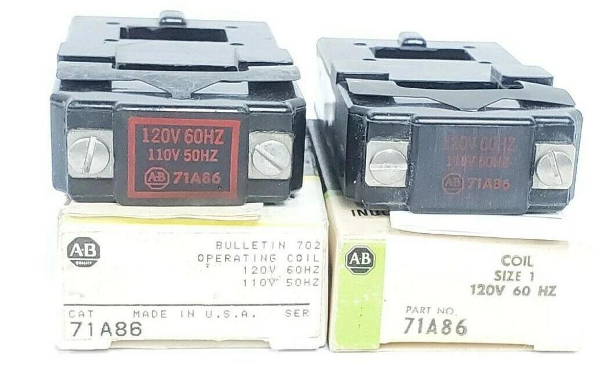 LOT OF 2 NIB ALLEN BRADLEY 71A86 COILS SIZE 1, 120V 60HZ
