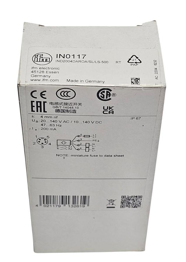 NIB IFM IND2004DAROA/SL/LS-500 RT PROXIMITY SENSOR IN0117 4mm 200mA