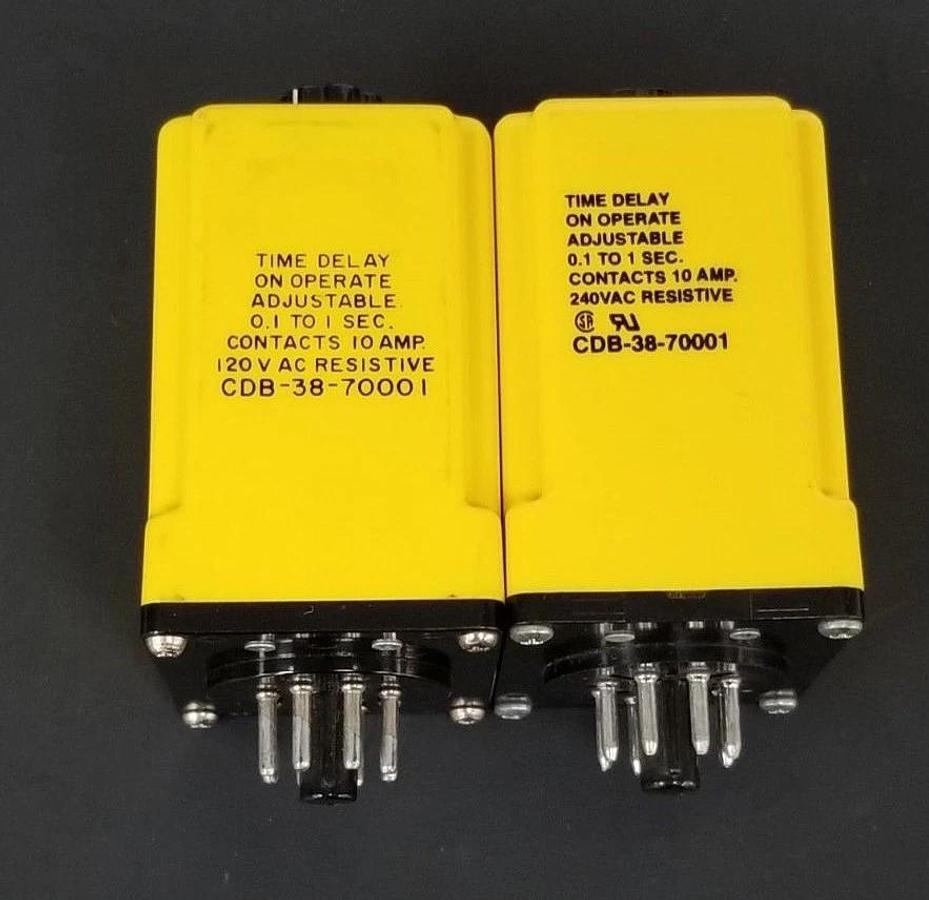 Used LOT OF 2 POTTER & BRUMFIELD CDB-38-70001 TIME DELAY RELAYS 0.1 TO 1 SEC. 10AMP,