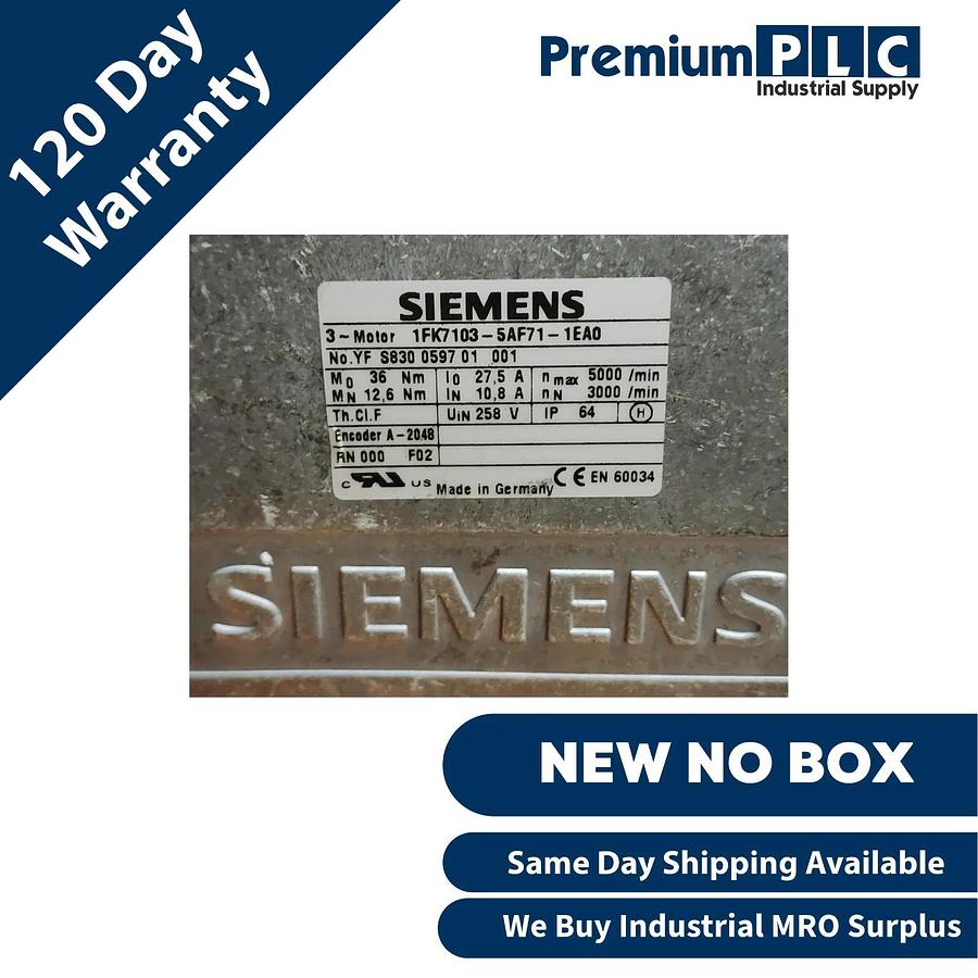 NEW SIEMENS SIEMENS 1FK7103-5AF71-1EA0 SIMOTICS S SERVO MOTOR 4.40kW W/ENCODER