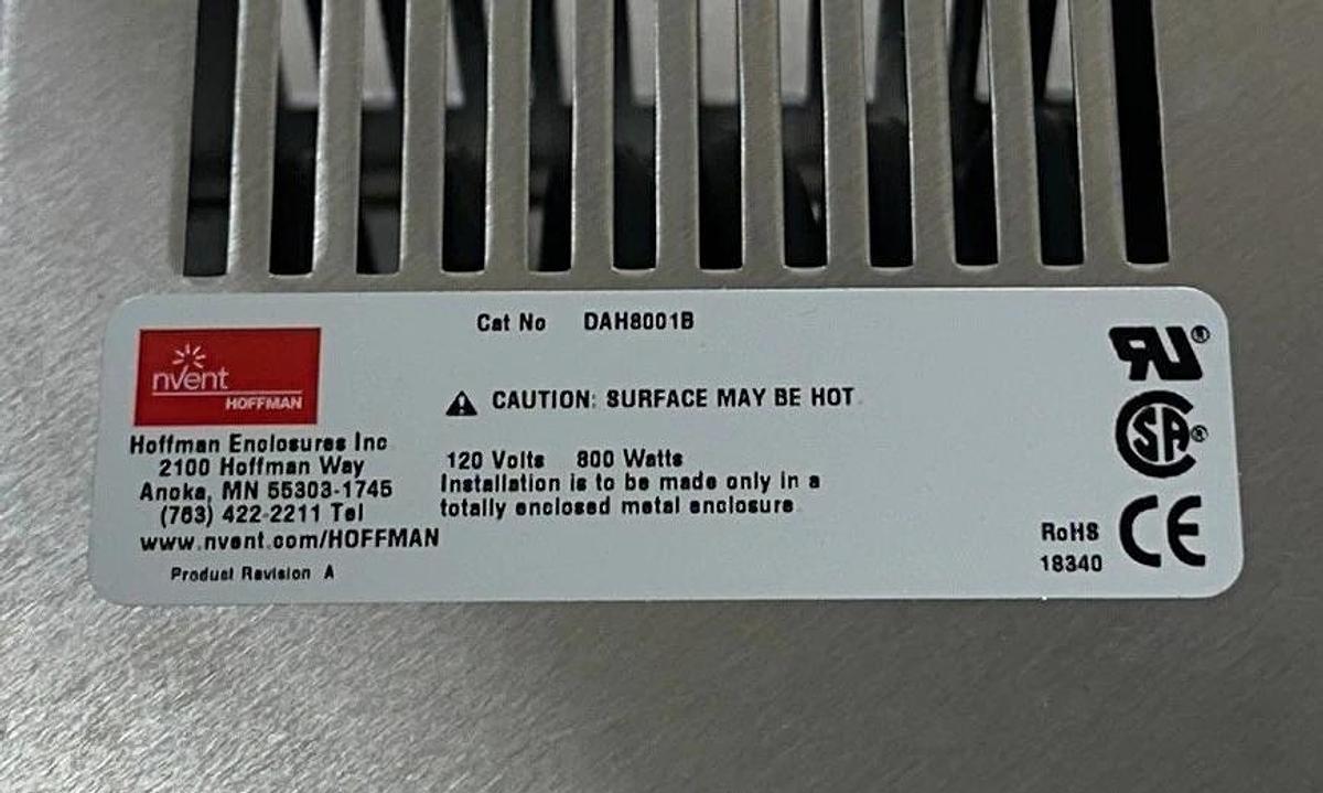 nVent HOFFMAN DAH8001B Fan Forced Enclosure Heater | 800W | 120V | Thermostat