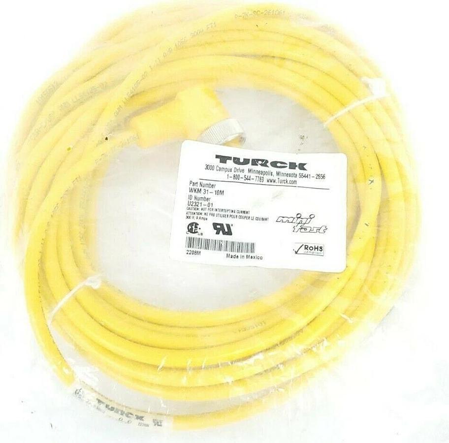 Used NEW TURCK WKM31-10M ID. #: U2321-01 - MINIFAST MOLDED CORDSET