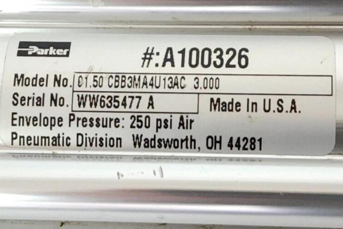 Used PARKER MODEL NO. C1.50 CBB3MA4U13AC 3.000 CYLINDER A100326