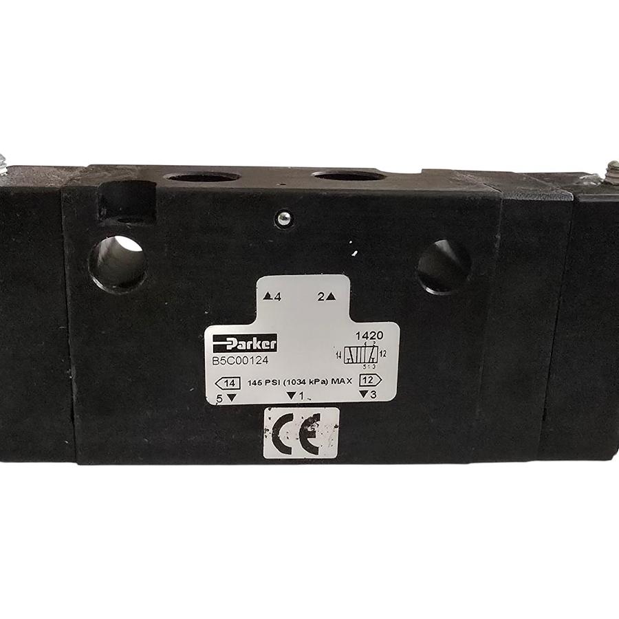 Used Parker B5C00124 B5 Series Pneumatic Solenoid Valve 4-Way 2-Pos 1/4"NPT 120V NSNP