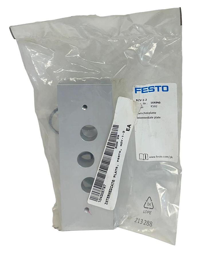 Used NEW FESTO NZV-1-2 / 164940 PNEUMATIC INTERMEDIATE PLATE ALUMINUM NSFS