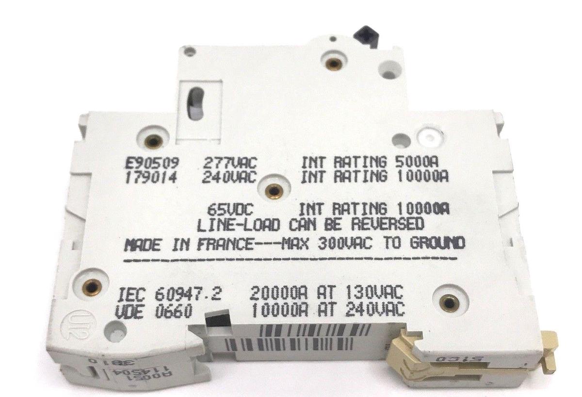 Used MERLIN GERLIN 24504 CIRCUIT BREAKER C60N, 6A, TYPE D, 277 VAC