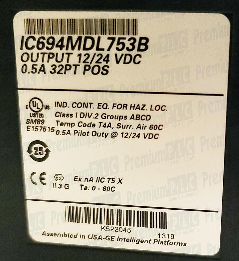 Used GE FANUC IC694MDL753B OUTPUT MODULE 12/24 VDC 0.5A 32PT POS