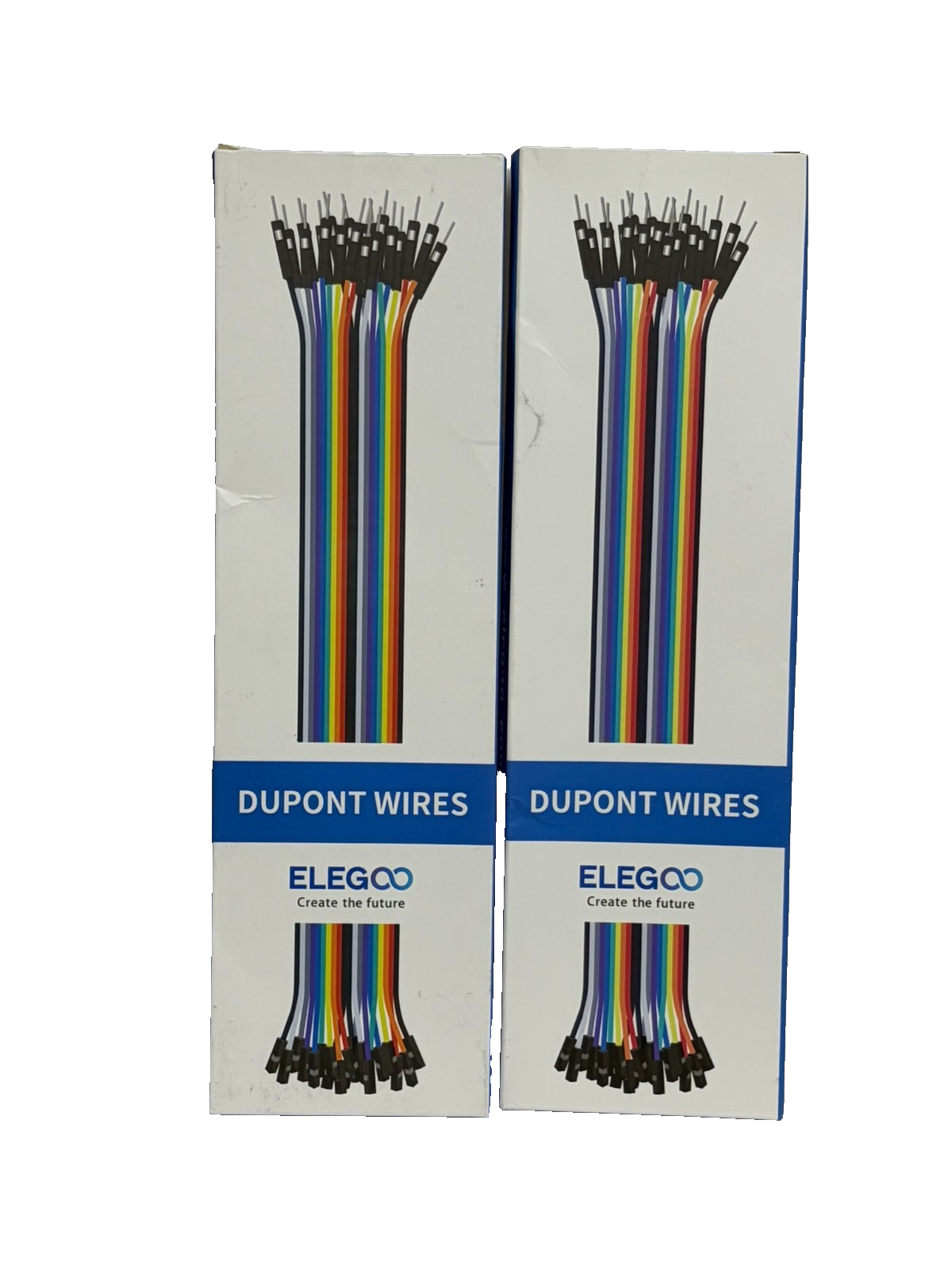 Used 2 Pack Elegoo Dupont Wires Male to Male M-M Jumper Cable Ribbon Lot New