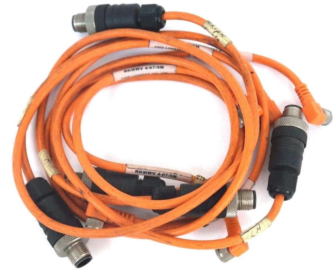 Used LOT OF 5 LUMBERG INC. RKMWV 4-07/5M CONNECTOR CABLES RKMWV4075M