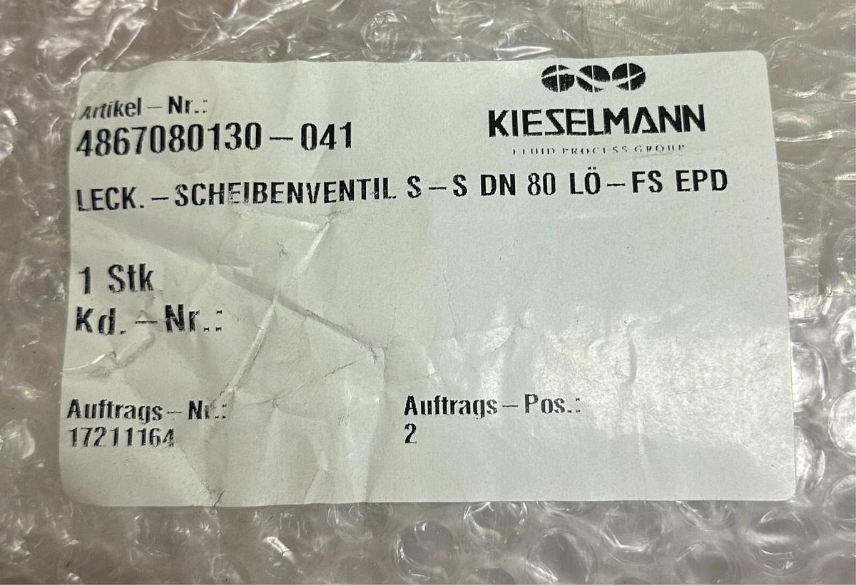 KIESELMANN 4867080130-041 / 4867080130041 LEAKAGE BUTTERFLY VALVE STAINLESS NSMP