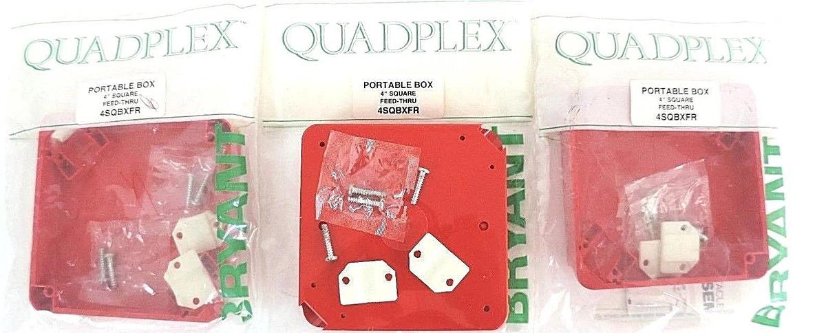 Used LOT OF 3 NEW BRYANT 4SQBXFR PORTABLE BOX 4" SQUARE FEED-THRU