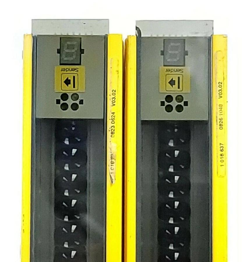 Used LOT OF 2 SICK C4000 SAFETY LIGHT CURTAINS C40S-0403CA010 RANGE: 0...19M