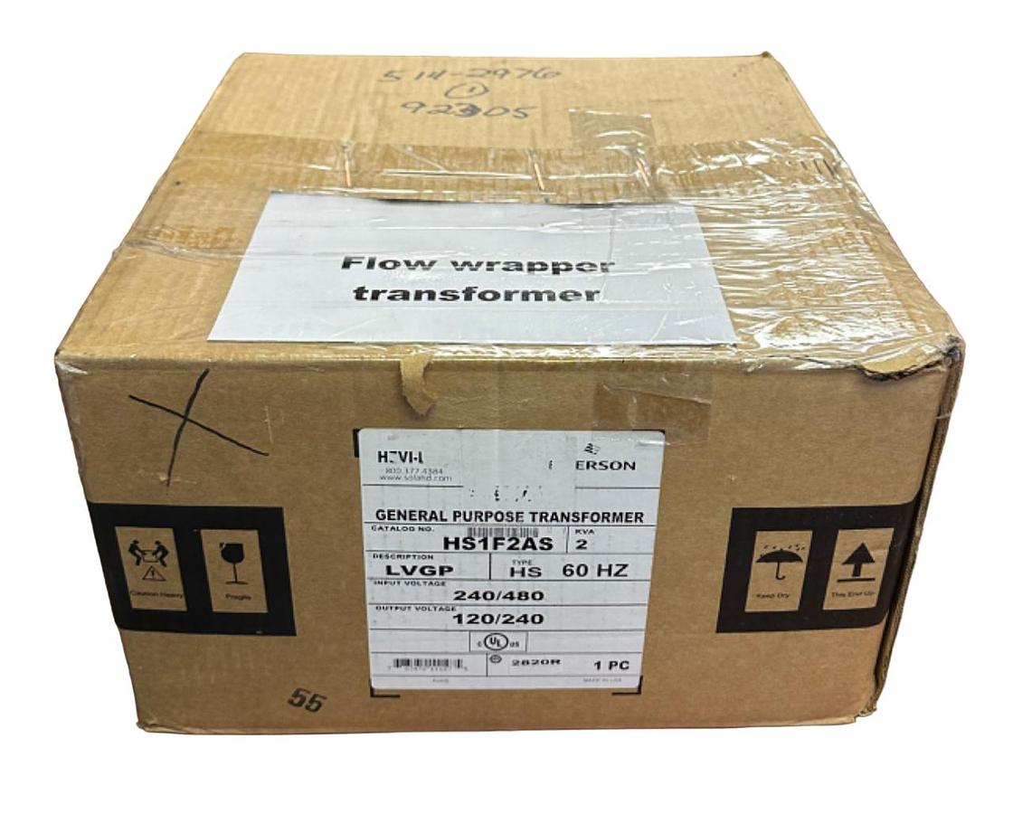 Used NEW EMERSON HS1F2AS GENERAL PURPOSE TRANSFORMER 2KVA LVGP 240/480V 60Hz HS