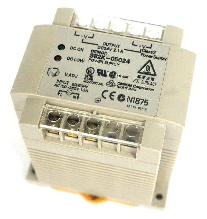 Used OMRON S82K-05024 POWER SUPPLY, INPUT: 100-240VAC 1.3A, OUTPUT: 24VDC 2.1A