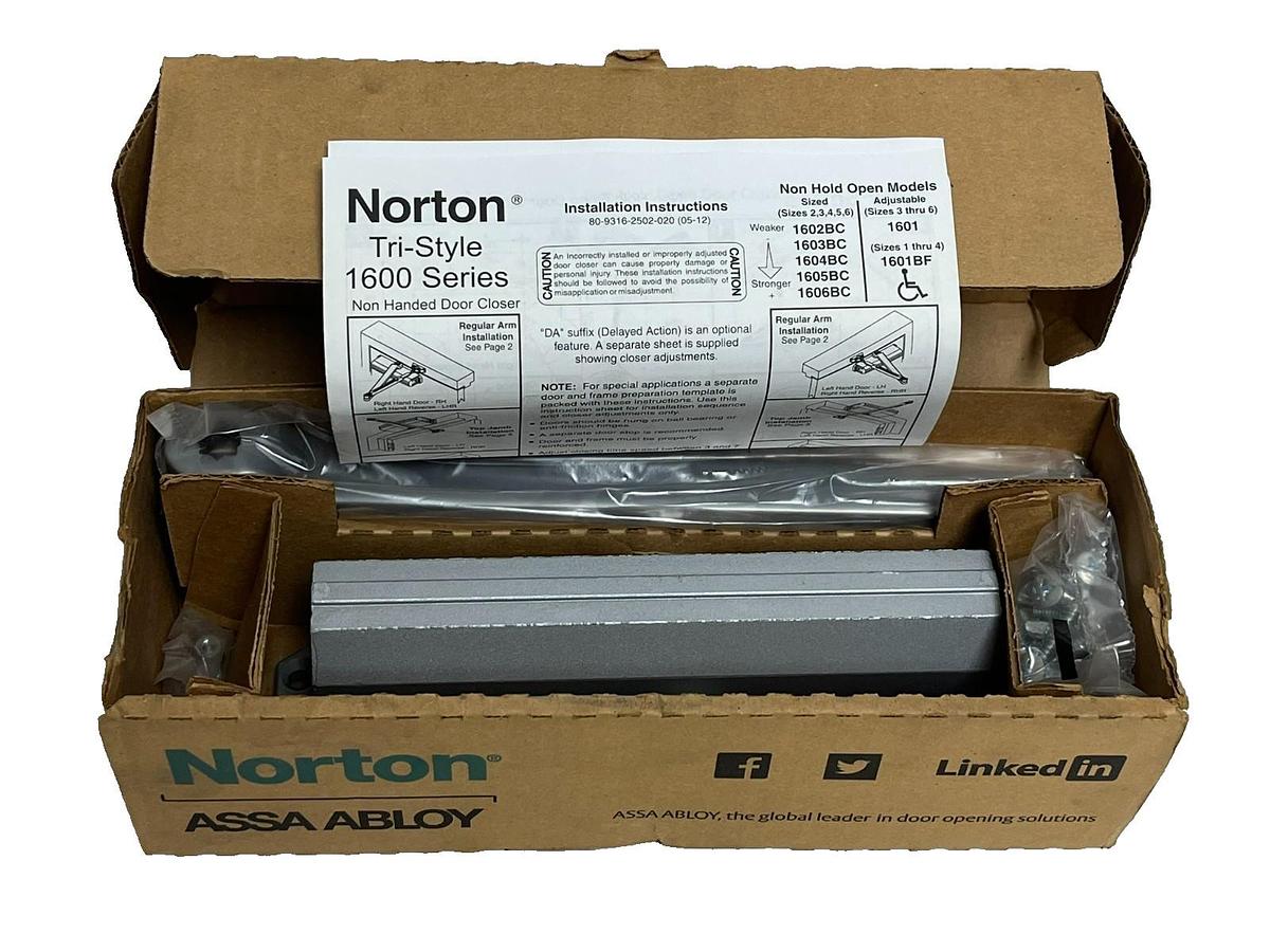 Norton ASSA ABLOY 1RM12 Tri-Style 1600 Series Non-Handed Door Closer New